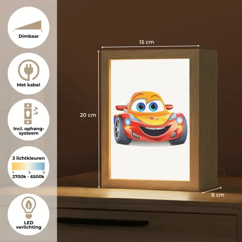 Raceauto - Oranje - Jongens - Kinderen - Auto Light Box met kabel klein -USP_NL