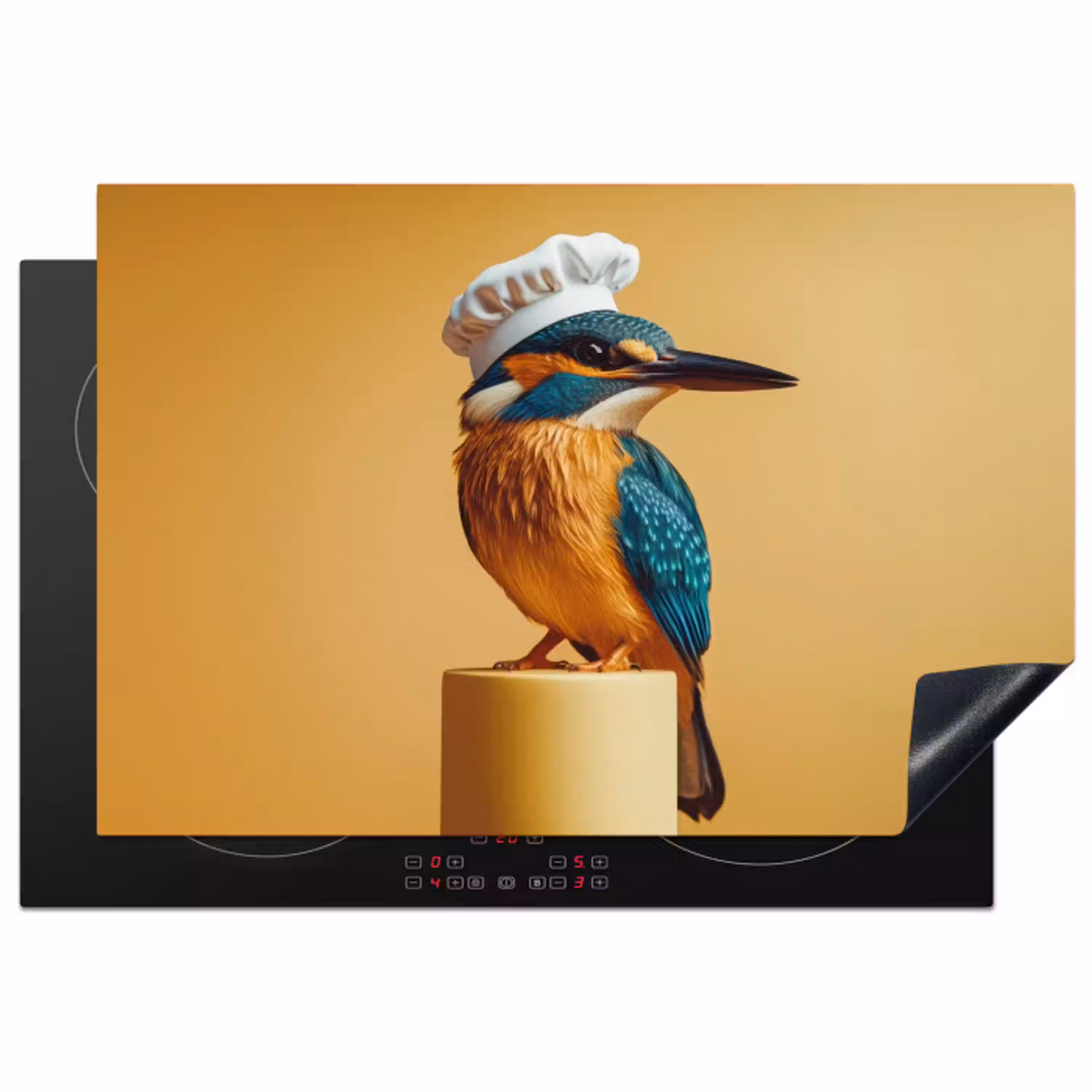 Ijsvogel - Pilaar - Koksmuts - Vogel Inductie beschermer vinyl 3mm klein -3d