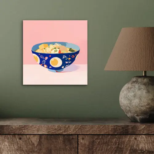 Noodles - Kom - Blauw - Illustratie aluminium wit klein -sfeer2