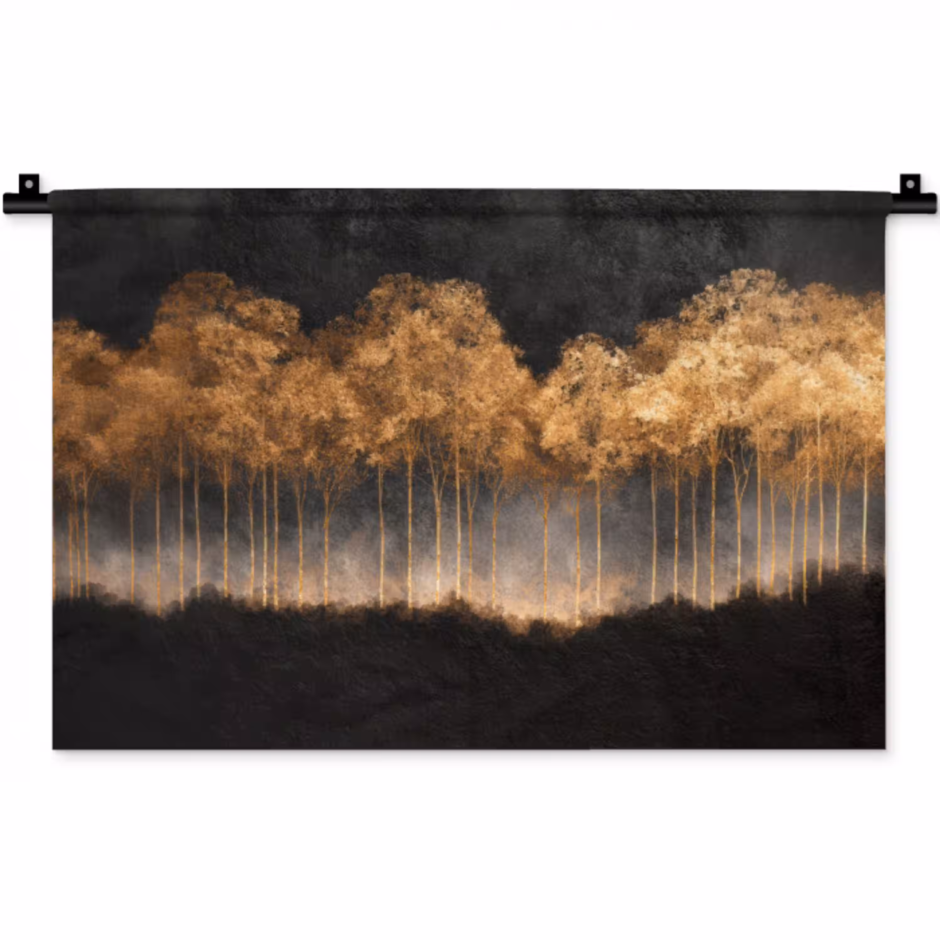Gouden Bomen in Mistig Landschap Wandkleed katoen klein -zz3d