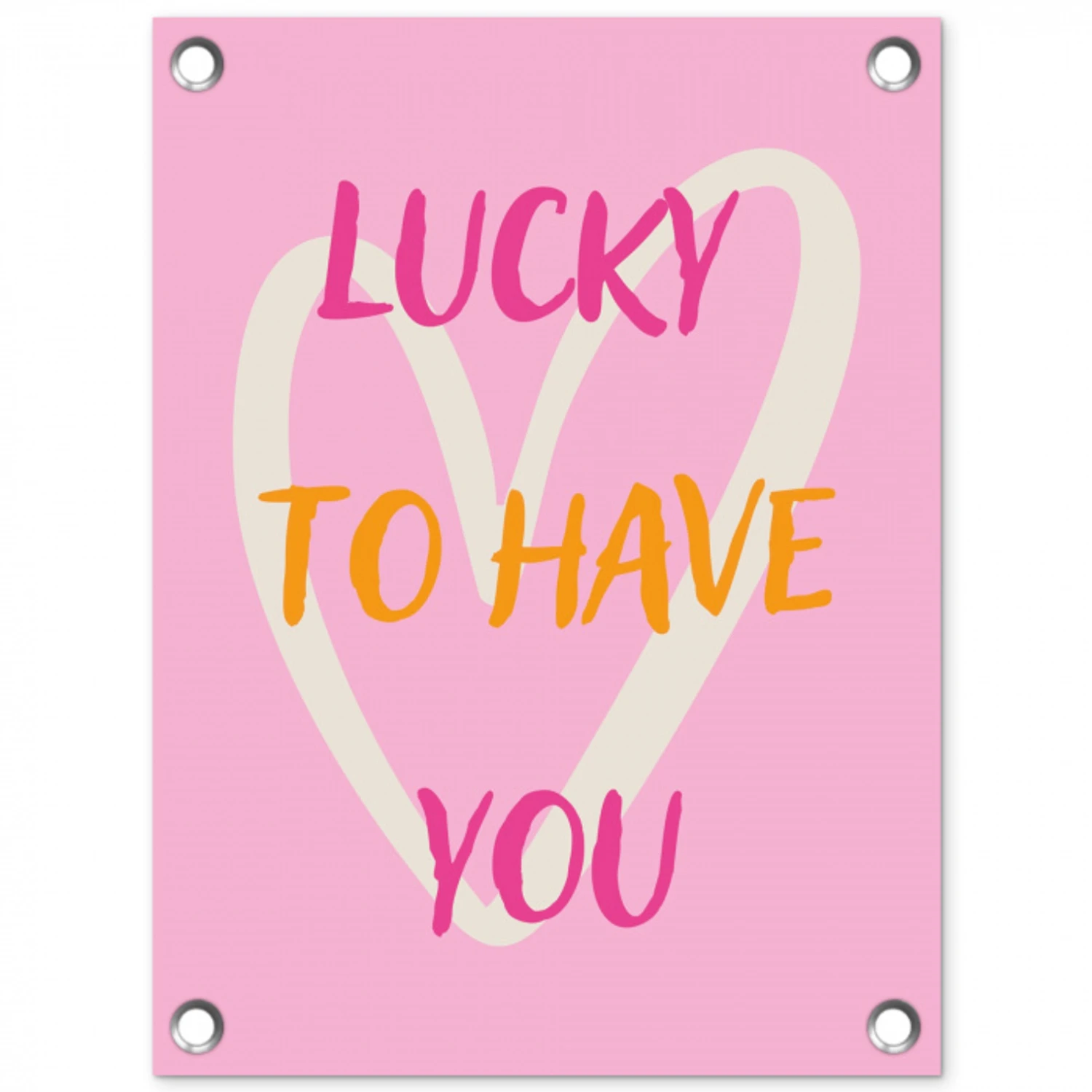 Lucky - Love - Valentijn - Roze tuinposter los doek klein -3d