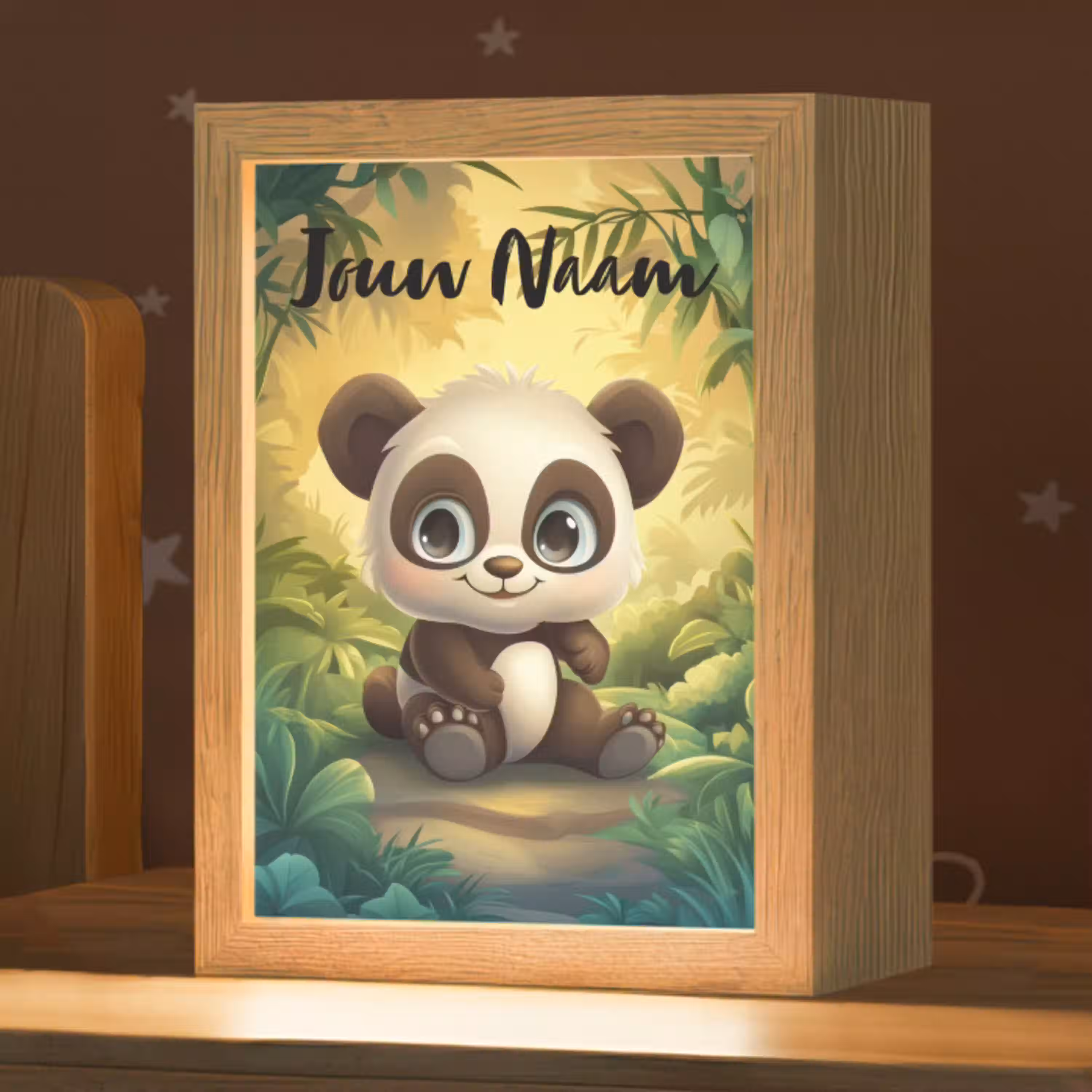 Panda - Bamboebos - Groen Light Box met kabel (Kinderlampje) klein -zzz_3d_website