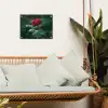 Roos - Bladeren - Dieprood tuinposter los doek klein -sfeer7