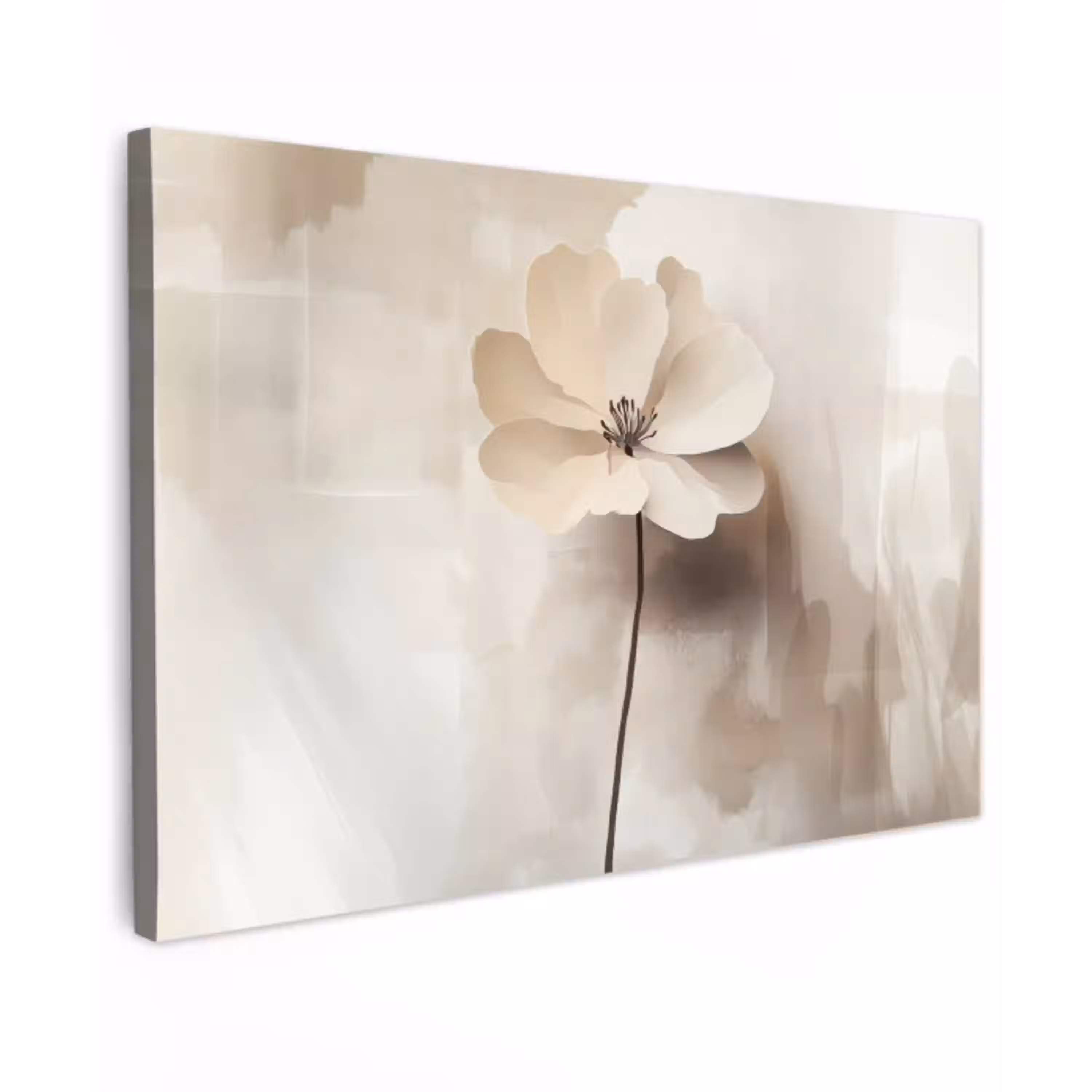 Bloem - Beige - Verf - Schaduw Tuinposter op houten frame 2 cm dik klein -3d