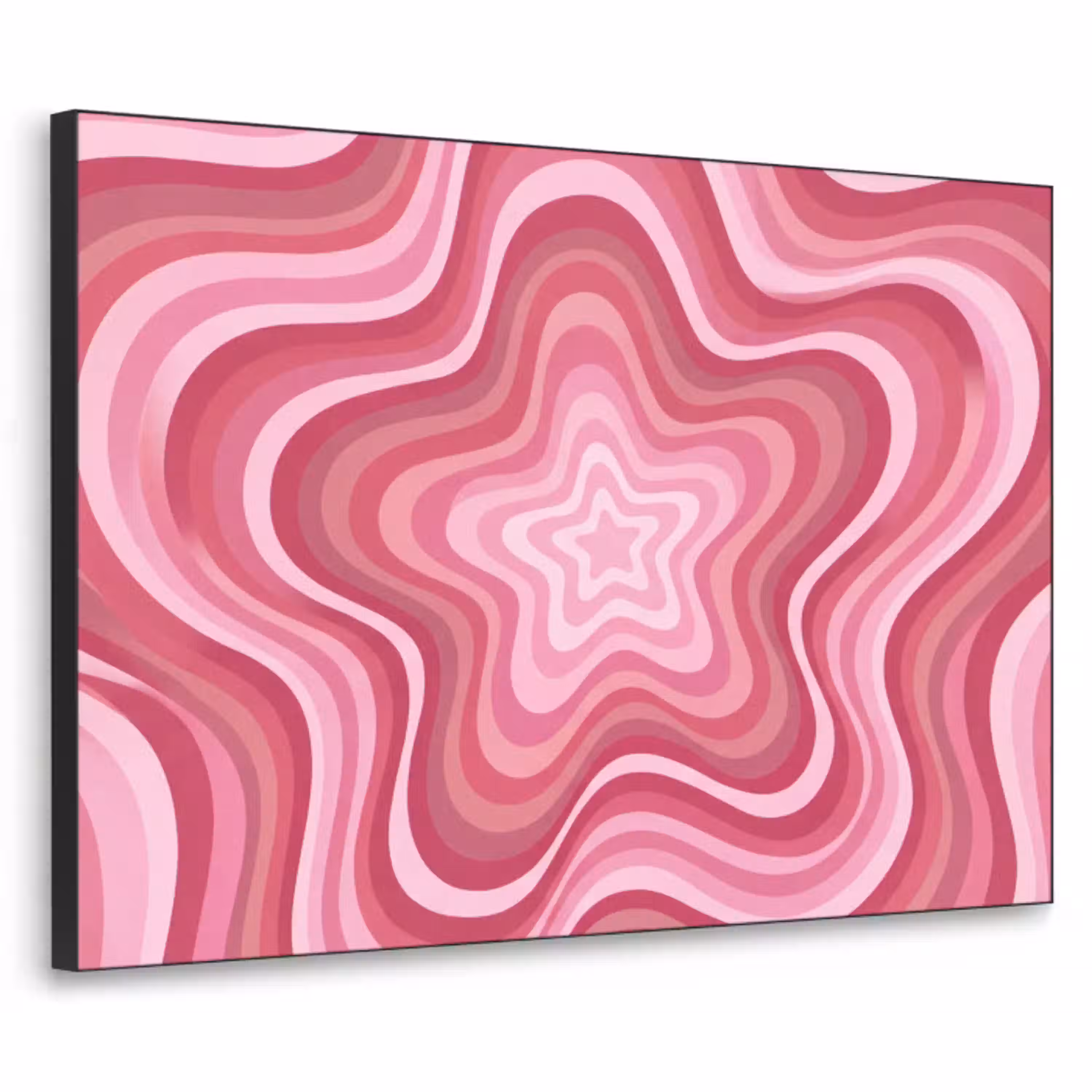 Ster - Golvend - Abstract - Roze Textielframe zwart klein -3d