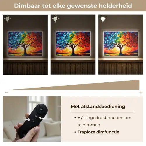 Boom - Kunst - Natuur - Zonsondergang Light Box met batterij (Wandlamp) middel -USP_dimbaarNL