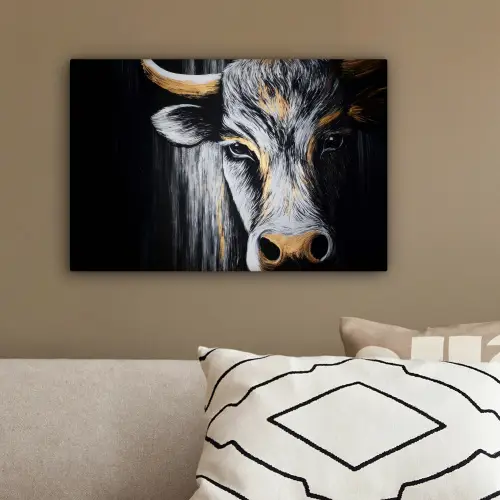 Stier - Hoorns - Snuit - Goud canvas 2cm klein -sfeer3