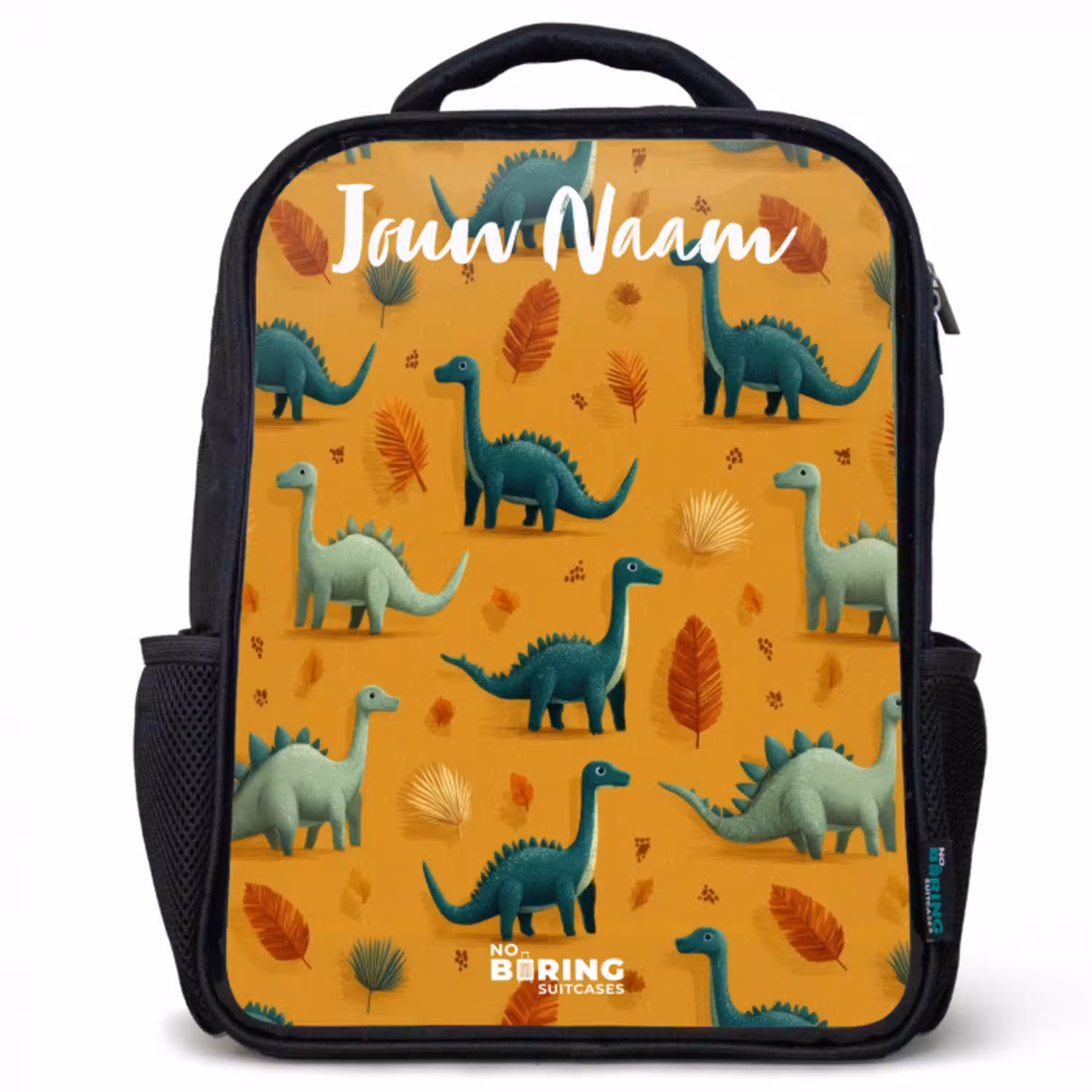 Dino - Dieren - Patroon Rugzak - Zwart middel -3d