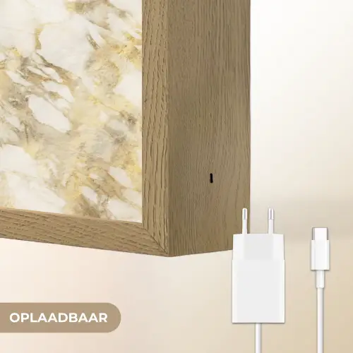 Warm - Gouden - Marmer - Patroon Light Box met batterij (Wandlamp) middel 907 -USP_websiteoplaadbaarNL