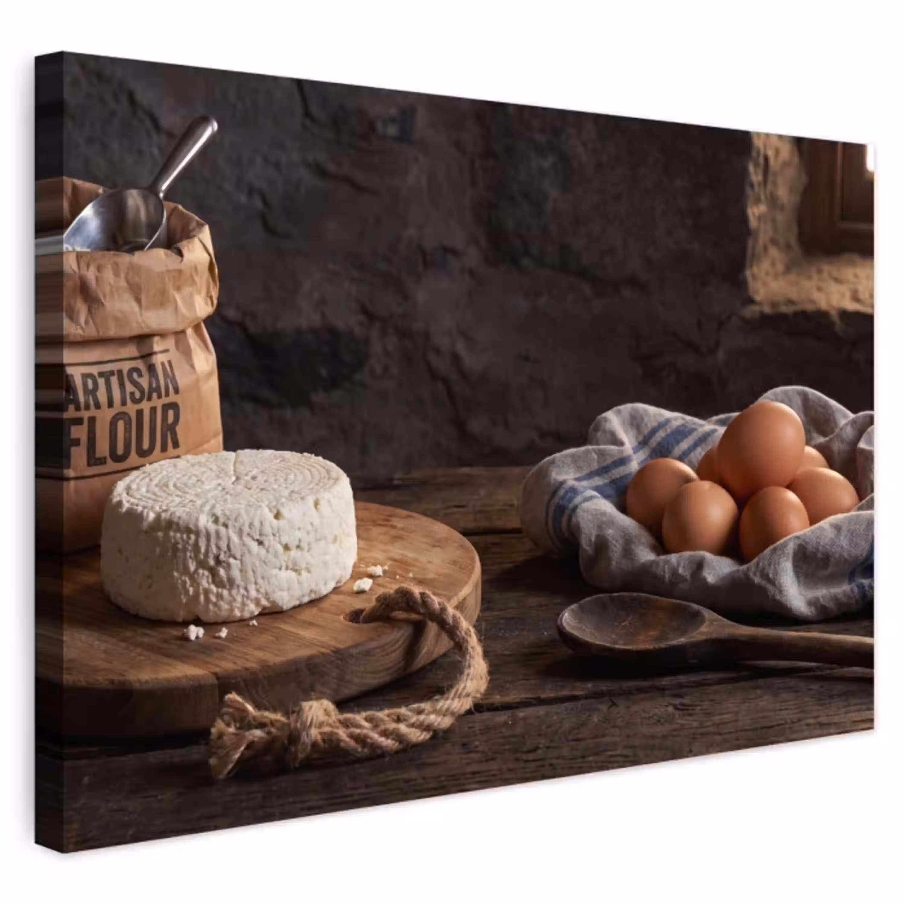 Meel - Eieren - Eten Tuinposter op houten frame 2 cm dik klein -3d