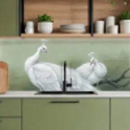 Pauwen - Wit - Natuur - Groen keuken achterwand 2 middel -sfeer3