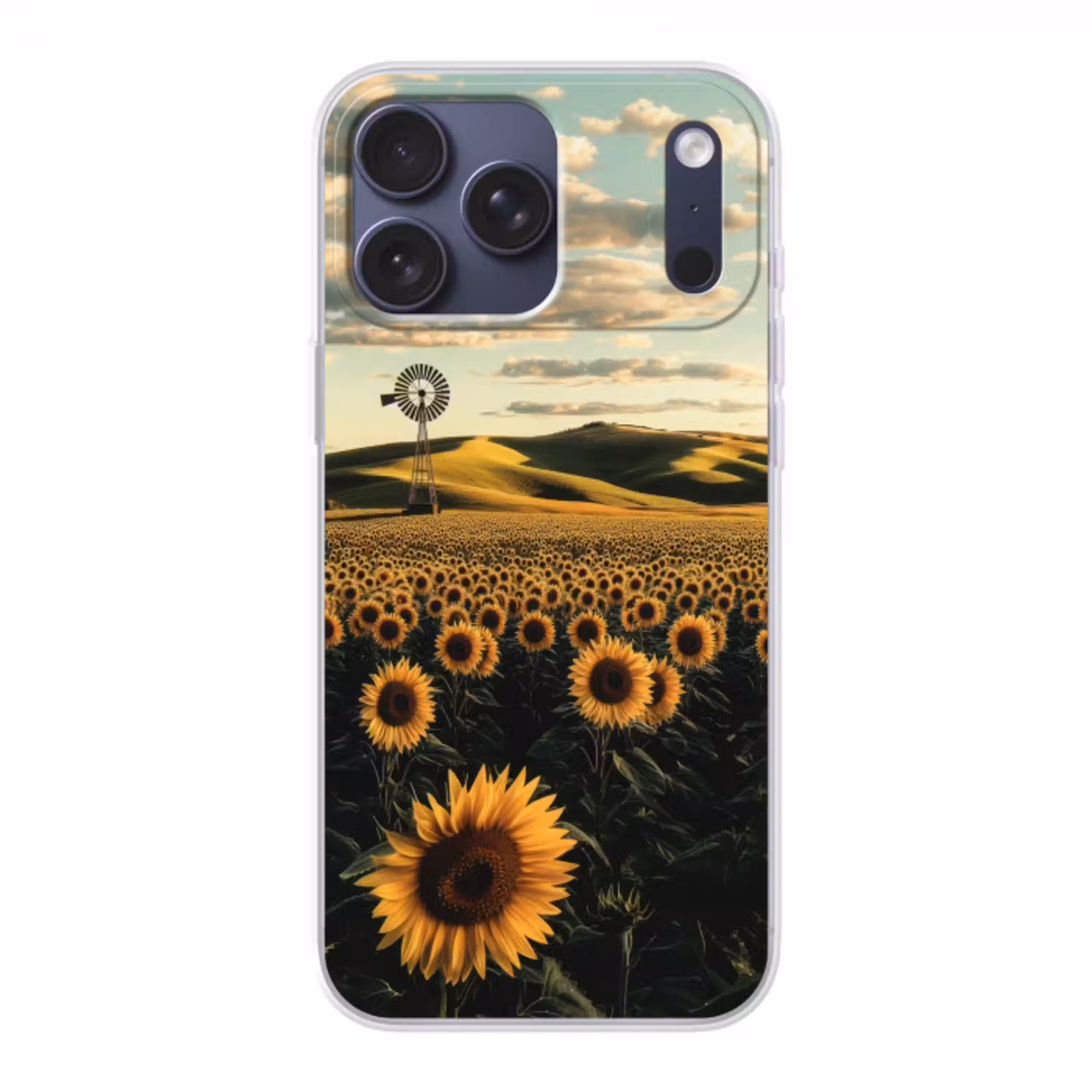 Zonnebloem - Veld - Windmolen Telefoonhoesje iPhone 17 Pro Max klein -3d