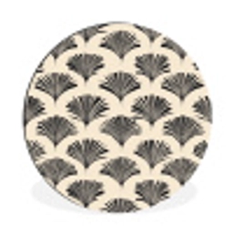 Waaiers - Botanisch - Zwart - Beige Wandcirkel aluminium klein 190 -3d