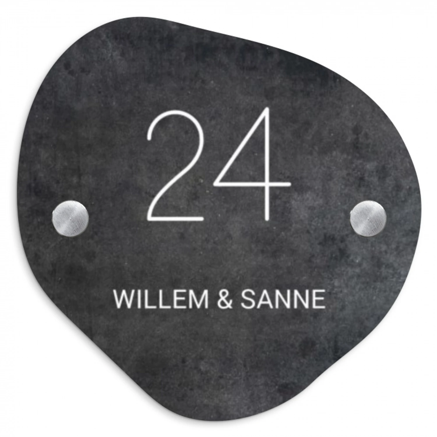 Donker steen - Klassiek Naambord Organisch klein -3d