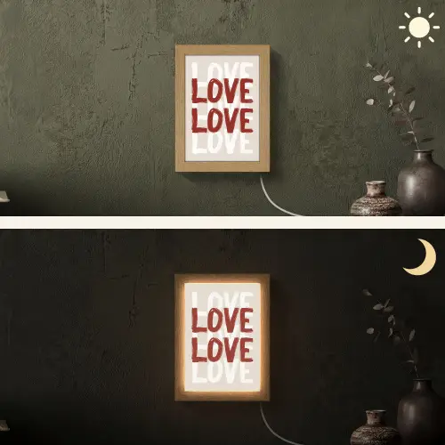 Love - Rood - Tekst Light Box met kabel (Wandlamp) klein -sfeer3