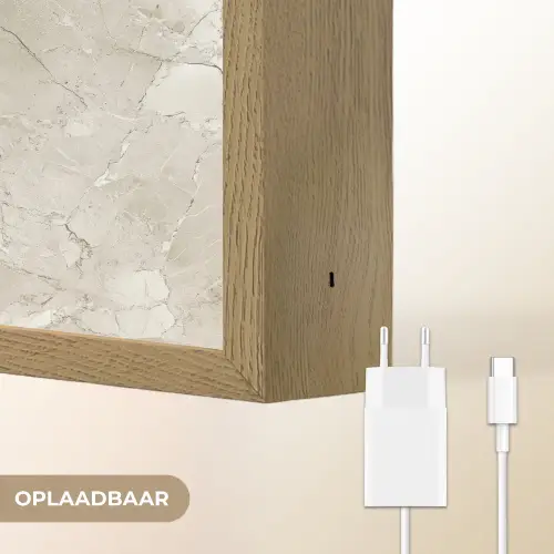 Marmer - Grijs - Aders Light Box met batterij (Wandlamp) middel 907 -USP_websiteoplaadbaarNL