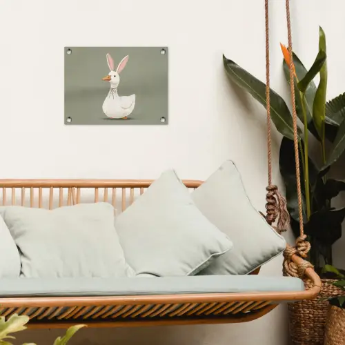Eend - Konijnoren - Grijs tuinposter los doek klein -sfeer7