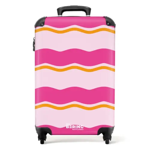 Golvende strepen in roze en oranje NBS - Handbagage koffer - Unisex middel -productfoto_recht