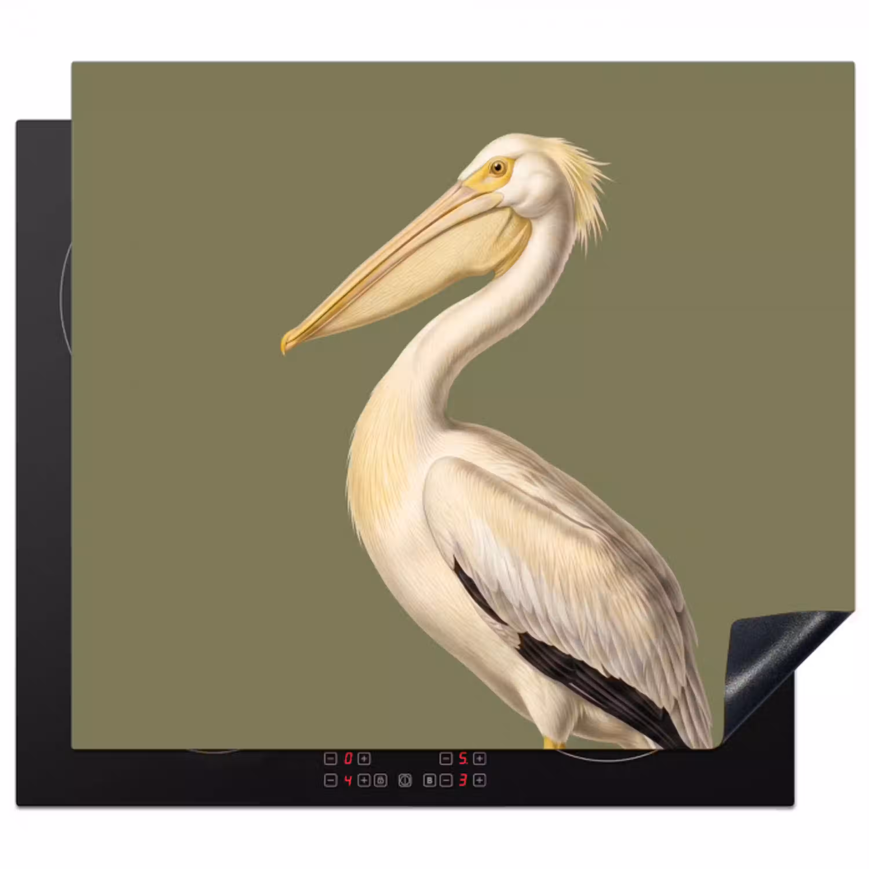 Pelikaan - Wit - Vogel - Klassiek - Natuur Inductie beschermer vinyl 3mm middel -3d