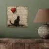Street art - Kat - Ballon - Graffiti - Banksy aluminium wit klein -sfeer2