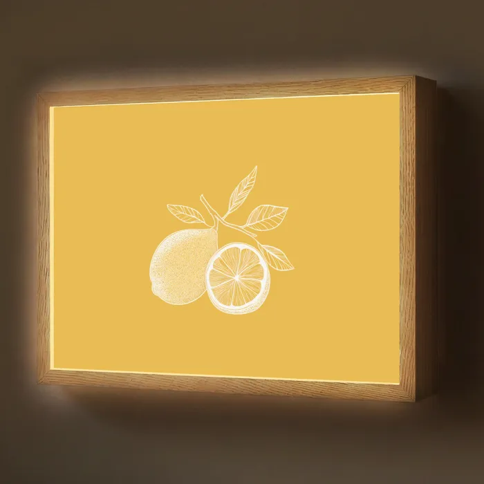 Citroenen - Illustratie - Minimalistisch - Geel Light Box met batterij (Wandlamp) middel -z3d_website