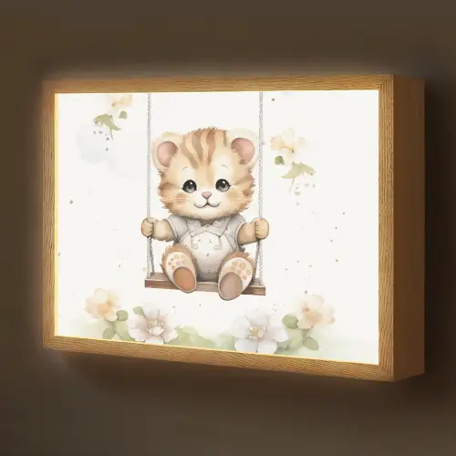 Poes - Baby - Dier - Kinderen Light Box met batterij (Wandlamp kind) middel -z3d_website