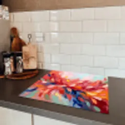 Bloemen - Abstract - Kunst - Modern Inductie beschermer vinyl 3mm middel -sfeer3