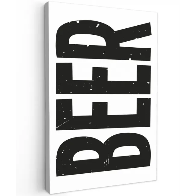 Bier - Japandi - Decoratie - Zwart Tuinposter op houten frame 2 cm dik klein -3d