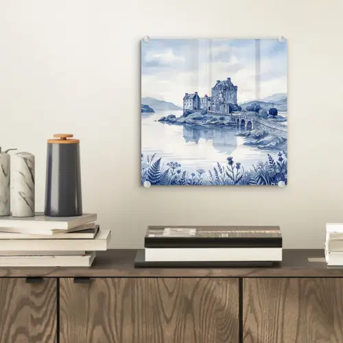 Schots - Kasteel - Blauw - Aquarel plexiglas 5mm klein -sfeer1