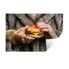 Vrouw - Hamburger - Bontjas Muursticker klein -3d
