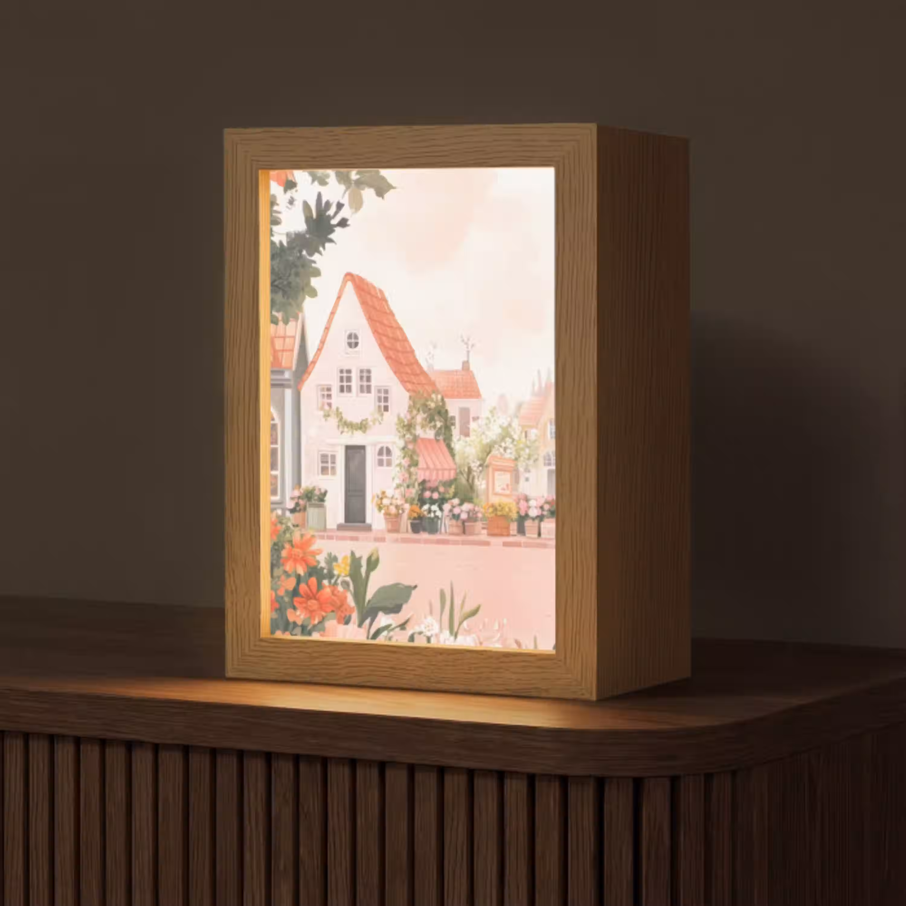 Bloemen - Huizen - Dorp Light Box met kabel (Tafellamp) klein -z3d_website