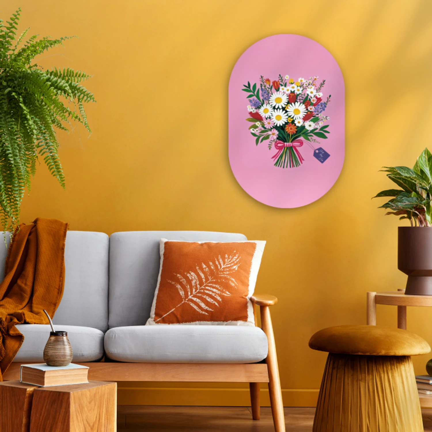 Bloemen - Quote - Kaartje - Kleurrijk Wandcirkel Ovaal Forex klein -sfeer4