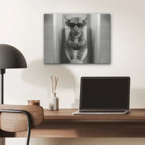 Stier - Telefoon - Toilet - Zwart - Wit PET vilt klein -sfeer5