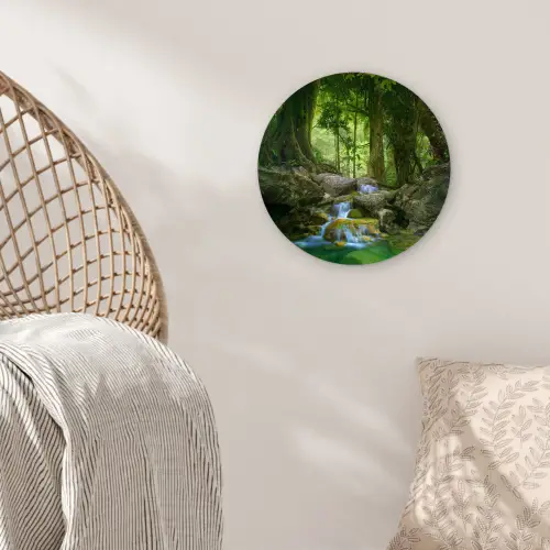 Jungle - Stenen - Water - Natuur - Planten Wandcirkel kunststof plaat 5mm dik klein -sfeer5