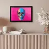 Neon - Blauw - Pop-art - Schedel fotolijst zwart zonder passe partout klein -sfeer5
