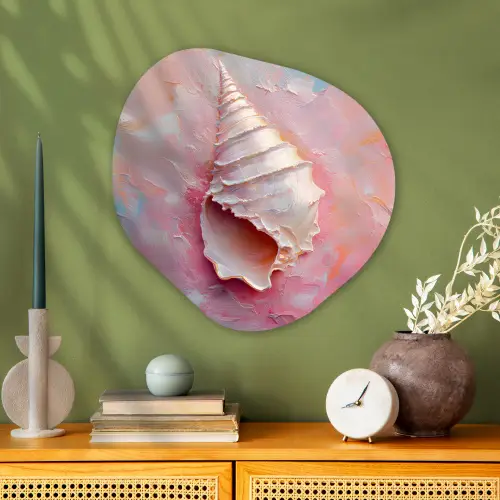 Schelp - Pastel - Pink Wandcirkel Organisch Aluminium middel -sfeer2