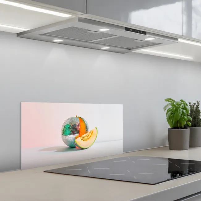 Disco - Discobal - Meloen - Pastel keuken achterwand spatscherm klein -3d_schuin
