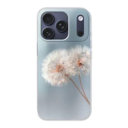Paardenbloemen - Pluisjes - Wit Telefoonhoesje iPhone 17 Pro klein -3d