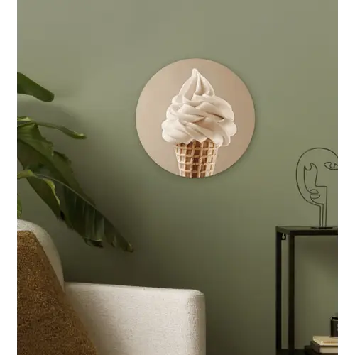 IJs - Softijs - Romig - Hoorntje - Beige Wandcirkel plexiglas klein -sfeer3