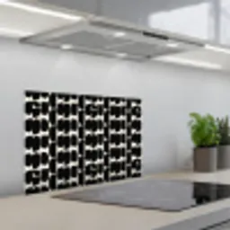 Modern - Patroon - Zwart keuken achterwand spatscherm klein 900 -3d_schuin