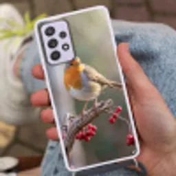 Roodborst - Tak - Bessen - Natuur Hoesje Samsung Galaxy A52 5G met koord klein -sfeer3