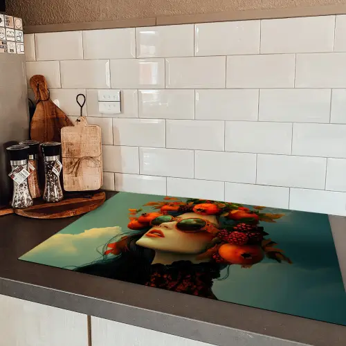 Vrouw - Granaatappel - Herfst - Zonnebril Inductie beschermer vinyl 3mm klein -sfeer3