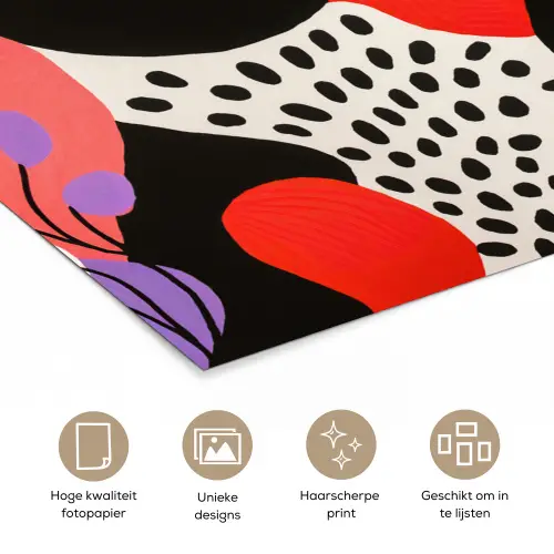 Abstract - Vormen - Kleuren - Stippen poster papier klein -closeup_NL