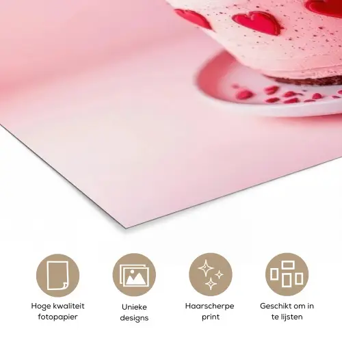 Taart - Hart - Roze poster papier klein -closeup_NL