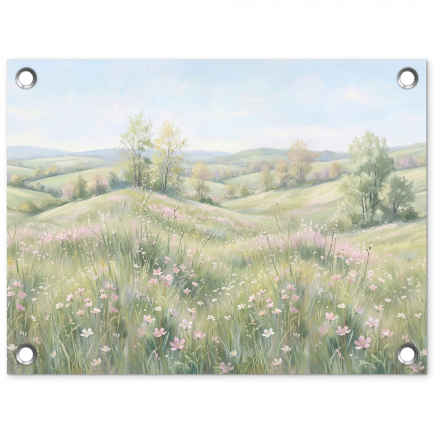 Bloemen veld - Bloemen - Groen tuinposter los doek klein -3d