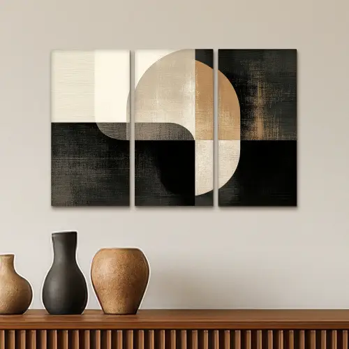 Vormen - Abstract - Goud Canvas - Meerluiken 3 luik klein -sfeer3