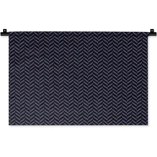 Plaid - Patroon - Visgraad - Blauw Wandkleed katoen klein 269 -zz3d