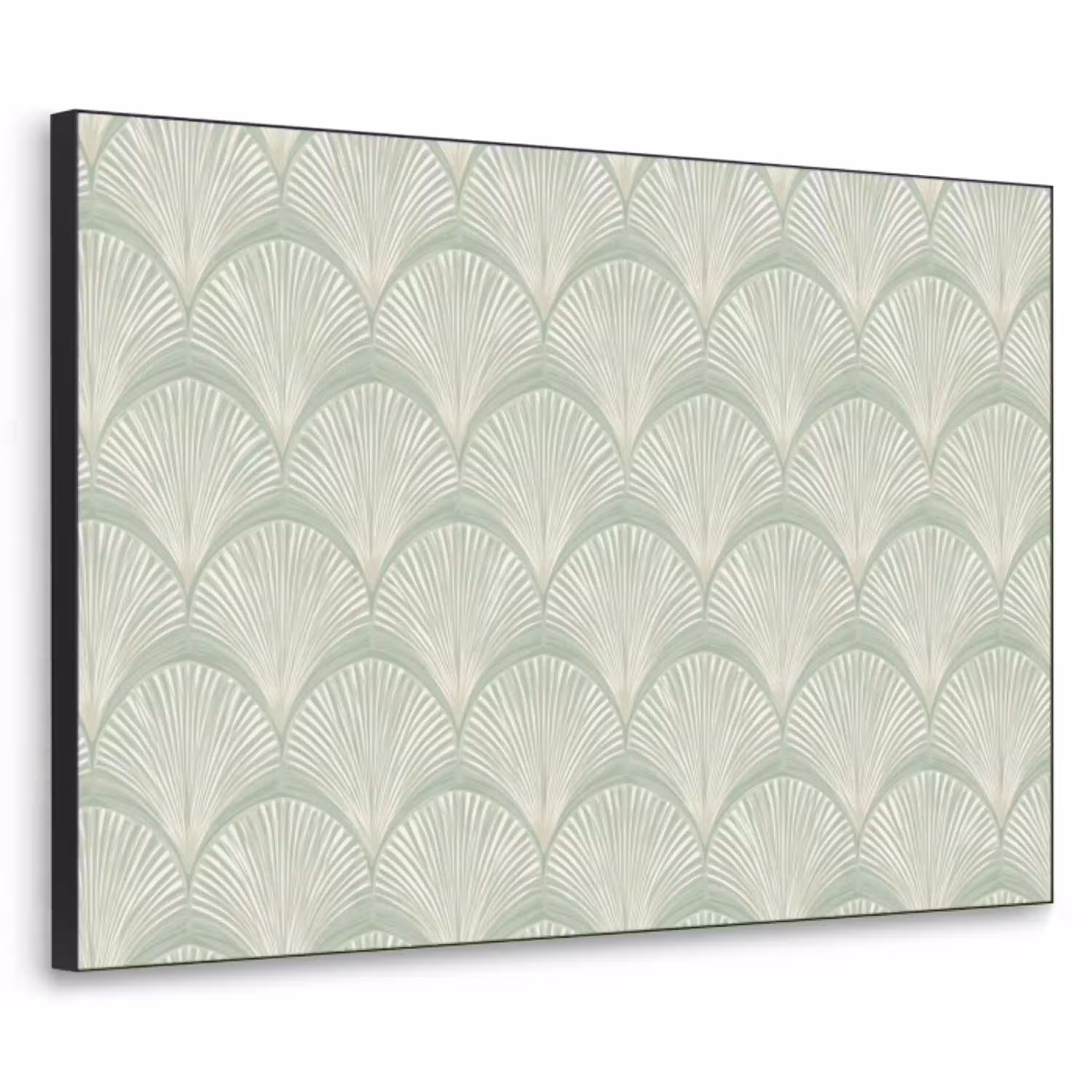 Waaiers - Patroon - Groen Textielframe zwart klein 947 -3d