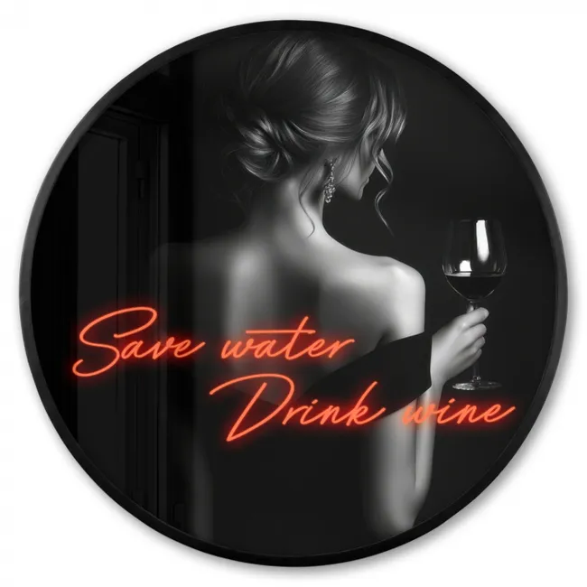 Photo Frame Round - Wine - Woman - Neon - Quote