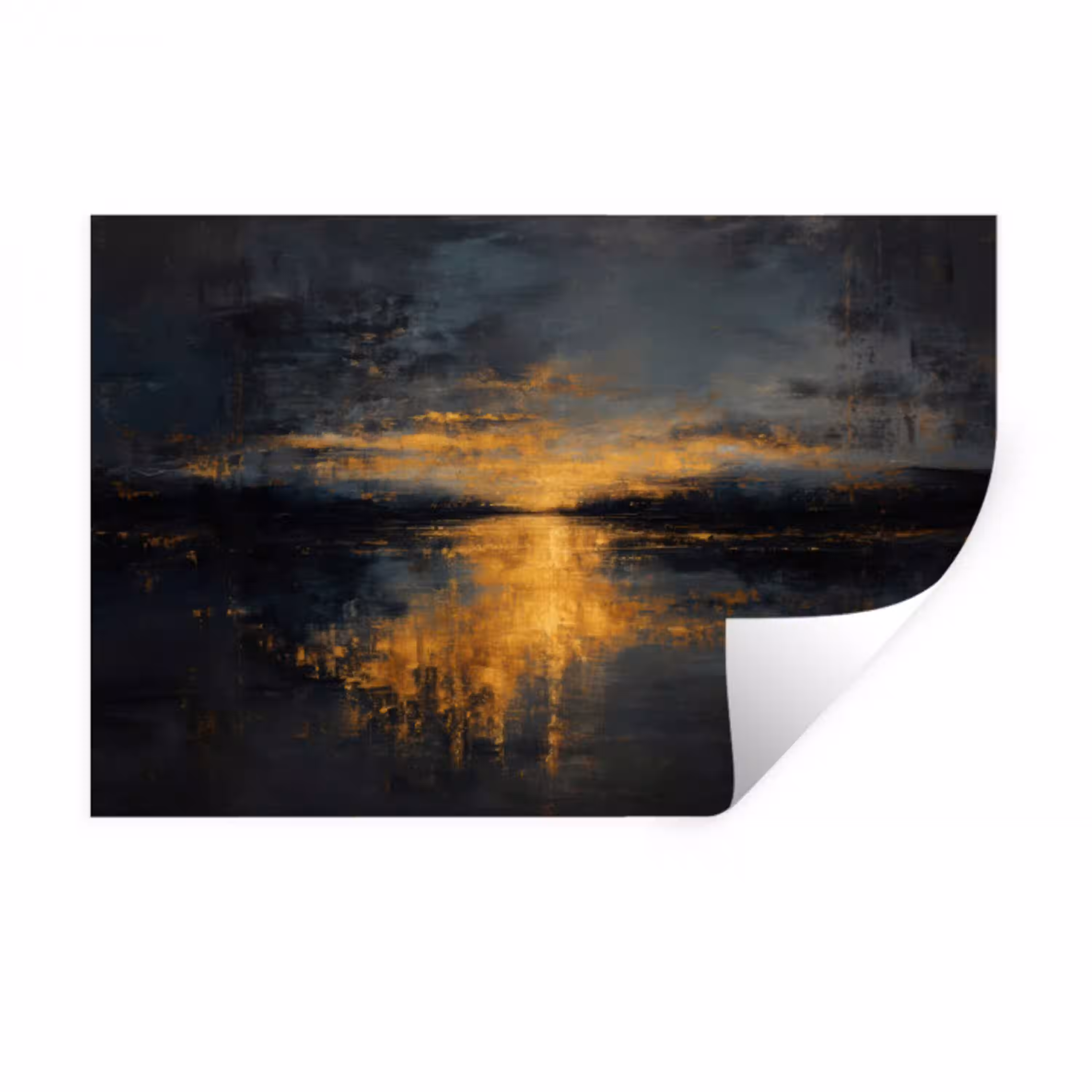 Gouden Reflectie op Water Muursticker klein -3d